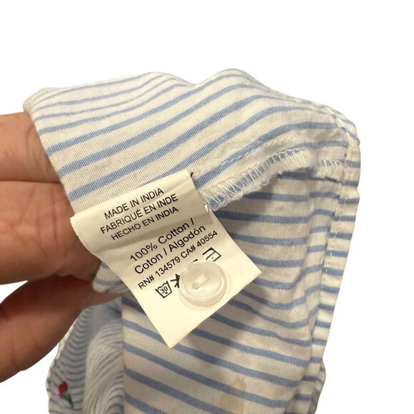 Sundry Womens Striped Button-Up Shirt With Cherry Embroidery & Tie Front Size 0 - Picture 5 of 5